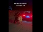 The little girls screamed with joy as their father came home after a week-long trip. (whataboutaub/Instagram) The little girls screamed with joy as their father came home after a week-long trip. (whataboutaub/Instagram)