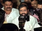 Shiv Sena leader and rebel Maharashtra minister Eknath Shinde speaks to the media, in Surat, Gujarat, on Wednesday, June 22, 2022. (ANI Photo) Shiv Sena leader and rebel Maharashtra minister Eknath Shinde speaks to the media, in Surat, Gujarat, on Wednesday, June 22, 2022. (ANI Photo)