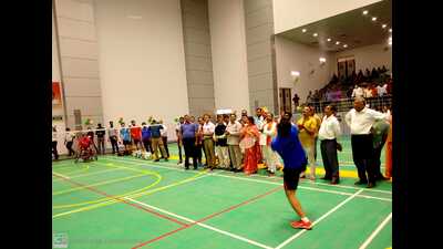 UP State Level Para Badminton being held at the barrier-free special stadium in Dr Shakuntala Mishra National Rehabilitation University in Lucknow. (HT Photo) UP State Level Para Badminton being held at the barrier-free special stadium in Dr Shakuntala Mishra National Rehabilitation University in Lucknow. (HT Photo)
