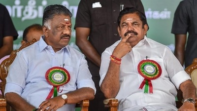 O Paneerselvam and former Tamil Nadu chief minister Edappadi K Palaniswami. (PTI) O Paneerselvam and former Tamil Nadu chief minister Edappadi K Palaniswami. (PTI)