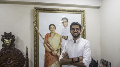 Mumbai, India - October 13, 2019: Yuva Sena President Aaditya Thackeray at Matoshree, Bandra in Mumbai, India, on Sunday, October 13, 2019. (Photo by Pratik Chorge/Hindustan Times) (Pratik Chorge/HT Photo)