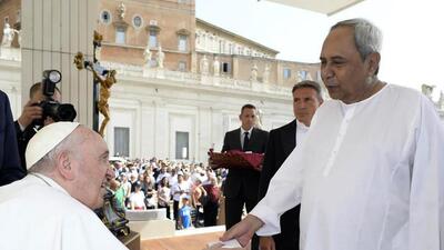 Odisha chief minister Naveen Patnaik’s tweet appeal came on Wednesday evening, hours before he put out photographs with Pope Francis in Vatican City (Twitter/Naveen_Odisha) Odisha chief minister Naveen Patnaik’s tweet appeal came on Wednesday evening, hours before he put out photographs with Pope Francis in Vatican City (Twitter/Naveen_Odisha)