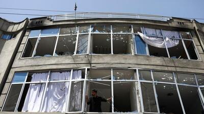 The site where an explosive-laden vehicle detonated amid an attack on a Sikh Temple in Kabul, Afghanistan, on June 18. (REUTERS) The site where an explosive-laden vehicle detonated amid an attack on a Sikh Temple in Kabul, Afghanistan, on June 18. (REUTERS)