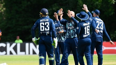 England players in action. (REUTERS)