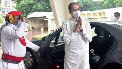 Uddhav Thackeray is scheduled to hold the cabinet meeting at 1 pm.&nbsp; (Anshuman Poyrekar/HT PHOTO)