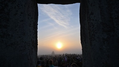 Some performed pagan rituals and sang songs, and many hugged the ancient stones as part of the ceremony. The stone monument, carved and constructed at a time when there were no metal tools, symbolises Britain's semi-mythical pre-historic period, and has spawned countless legends. (AFP) Some performed pagan rituals and sang songs, and many hugged the ancient stones as part of the ceremony. The stone monument, carved and constructed at a time when there were no metal tools, symbolises Britain's semi-mythical pre-historic period, and has spawned countless legends. (AFP)