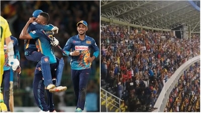 Sri Lanka players celebrate the win over Australia; fans react to the thrilling victory (AP/Twitter) Sri Lanka players celebrate the win over Australia; fans react to the thrilling victory (AP/Twitter)