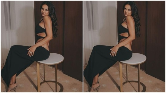 The black gown featured one shoulder sleeve and midriff-baring details. The gown came with cut-out details in multiple places as it hugged Esha’s shape and showed off her curves.(Instagram/@egupta)