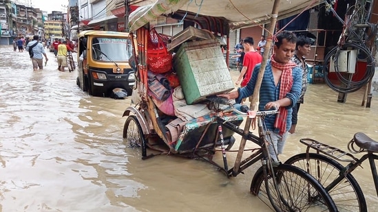 Chief Minister Himanta Biswa Sarma said that four units of the National Disaster Response Force were rushed from Bhubaneswar to Silchar to carry out rescue operations as the flood situation in Karimganj and Cachar districts worsened due to the rising waters of Barak and Kushiyara rivers following heavy rains.(PTI)