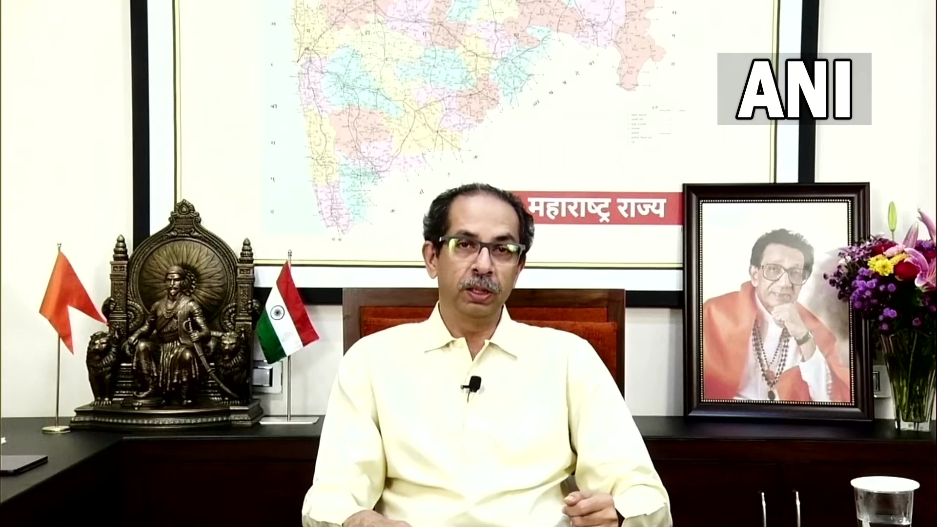Maharashtra CM Uddhav Thackeray addresses the state on Wednesday. (ANI) Maharashtra CM Uddhav Thackeray addresses the state on Wednesday. (ANI)