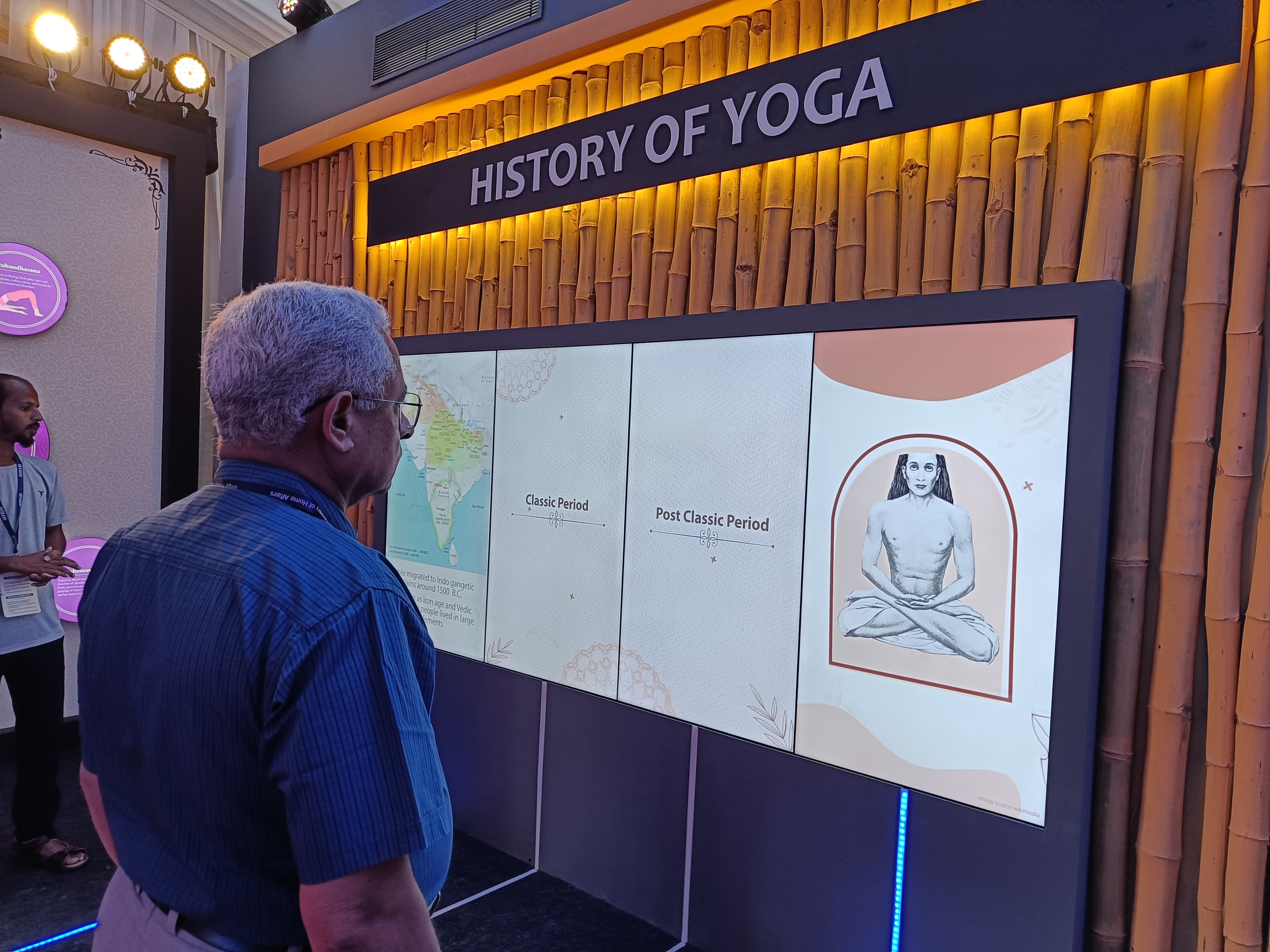 Visitor learning about the history of yoga and its evolution over centuries. (HT Photo) Visitor learning about the history of yoga and its evolution over centuries. (HT Photo)