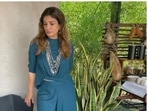 Raveena Tandon keeps updating the fashion bar by raising it higher with regular snippets from her fashion diaries. Raveena loves to drop major cues of fashion – be it in her ethnic attire or her casual ensemble. A day ago, Raveena merged her love for the colour blue and comfy attires together into a stunning co-ord set. Pictures inside.(Instagram/@officialraveenatandon)