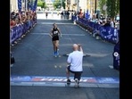 The man proposed to his partner on the finishing line of a marathon. (mileswithmaddie/Instagram) The man proposed to his partner on the finishing line of a marathon. (mileswithmaddie/Instagram)