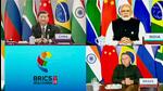Chinese President Xi Jinping (left), Indian Prime Minister Narendra Modi and Brazilian President Jair Bolsonaro attend the BRICS Summit through a video conference. (PTI)