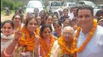 The Khurana family in a jubilant mood after winning the elections (HT Photo)