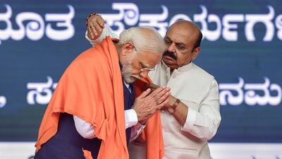 The road near the Dr BR Ambedkar School of Economics (BASE) was laid just a couple of days before prime minister Narendra Modi’s visit to inaugurate the BASE campus. (PTI)