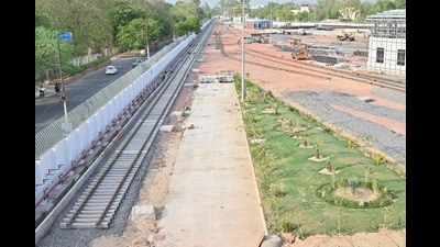Agra Metro construction work underway. (SOURCED  )