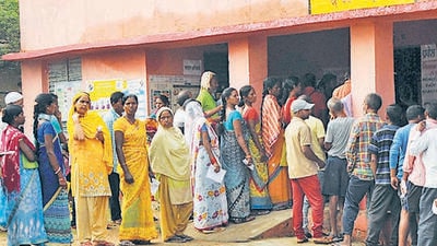 At a polling booth in Ranchi on Thursday (PTI) At a polling booth in Ranchi on Thursday (PTI)