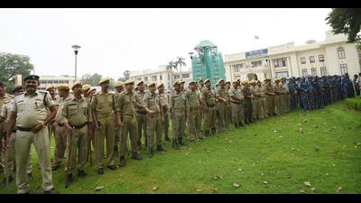 Police deployed at the Bihar Assembly ahead of the Monsoon session in Patna on Wednesday. (Santosh Kumar/HT Photo)