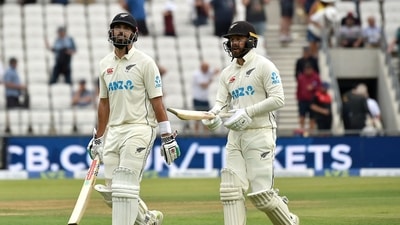 New Zealand batsmen Daryl Mitchell, left, and Tom Blundell (AP) New Zealand batsmen Daryl Mitchell, left, and Tom Blundell (AP)