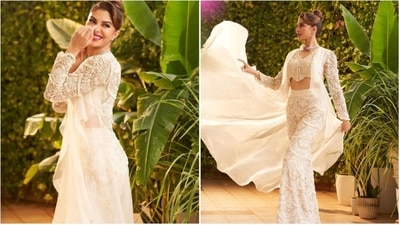 Jacqueline Fernandez, who is currently busy with the promotions of Vikrant Rona, recently attended the trailer launch of the film in a dreamy white ensemble. (Instagram/@jacquilinef123) Jacqueline Fernandez, who is currently busy with the promotions of Vikrant Rona, recently attended the trailer launch of the film in a dreamy white ensemble. (Instagram/@jacquilinef123)
