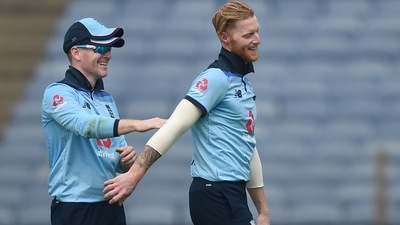 England cricketers Ben Stokes and Eoin Morgan (PTI/File) England cricketers Ben Stokes and Eoin Morgan (PTI/File)