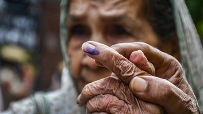 The BJP’s Rajesh Bhatia, AAP’s Durgesh Pathak and the Congress’ Prem Lata are in the fray for the Rajinder Nagar bypoll in Delhi. (PTI)
