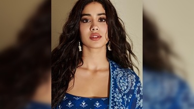 Janhvi Kapoor's three piece set comes with a cropped top, sharara and a long jacket. (Instagram/@janhvikapoor) Janhvi Kapoor's three piece set comes with a cropped top, sharara and a long jacket. (Instagram/@janhvikapoor)