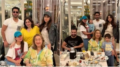 Kareena Kapoor and Saif Ali Khan at family dinner.