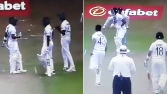 Virat Kohli gives tips to tour-game opponent Prasdh Krishna(Twitter grab) Virat Kohli gives tips to tour-game opponent Prasdh Krishna(Twitter grab)