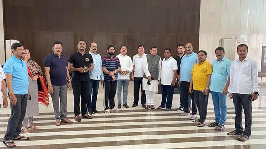 Guwahati, June 23 (ANI): Shiv Sena MLAs Sada Sarvankar and Mangesh Kudalkar, who were reported to have left Mumbai last night, are also present with party leader Eknath Shinde with other MLAs, at Radisson Blu Hotel, in Guwahati on Thursday. (ANI Photo/ ANI Pic Service) (ANI)