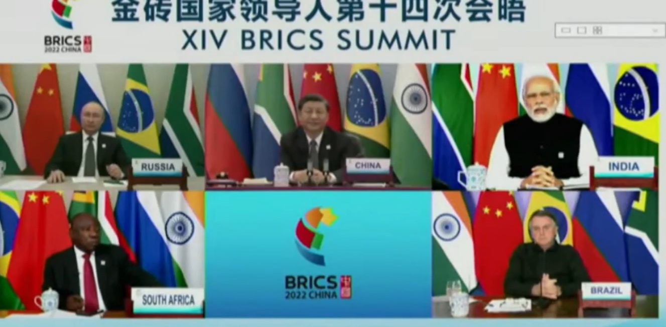 PM Modi addresses the 14th BRICS summit hosted by China on Thursday. (Twitter@narendramodi)