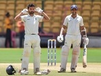 Madhya Pradesh batsman Yash Dubey (L) celebrates his century during the third day of the Ranji Trophy final(PTI) Madhya Pradesh batsman Yash Dubey (L) celebrates his century during the third day of the Ranji Trophy final(PTI)