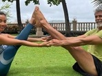 Milind Soman attempted Merudandasana for the first time and here's how it went: See his wife Ankita Konwar's reaction(Instagram) Milind Soman attempted Merudandasana for the first time and here's how it went: See his wife Ankita Konwar's reaction(Instagram)
