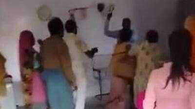 The school head teacher in UP’s Lakhimpur Kheri was suspended and transferred out to a junior high school. (Videograb)