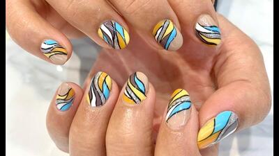 Abstract colour blocking, one of the trendy nail styles this season (Photo: The Nail Couture)
