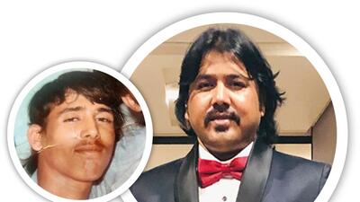Mame Khan at 22 (left) and at 44 (right) Mame Khan at 22 (left) and at 44 (right)