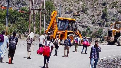The Jammu-Srinagar national highway (NH44) was closed after a hill collapsed at Samroli in Udhampur. (PTI)