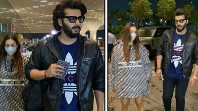 Malaika Arora and Arjun Kapoor at Mumbai airport. (Varinder Chawla) Malaika Arora and Arjun Kapoor at Mumbai airport. (Varinder Chawla)