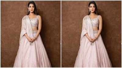 Sonal decked up in a sleeveless white blouse that came intricately embroidered in silver resham threads. She teamed it with a pastel pink flowy skirt with embroidery details at the waist. With a pastel pink dupatta with silver zari details at the borders, she completed her look. (Instagram/@sonalchauhan)