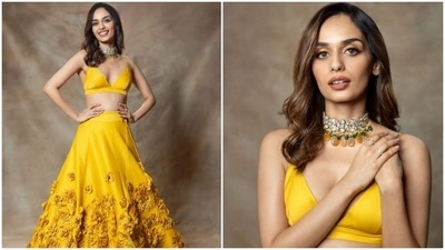 Taking ethnic fashion to a whole new level, Manushi Chhillar earlier blessed our feed with some gorgeous pictures of herself in a yellow lehenga set.&nbsp; (Instagram/@manushi_chhillar)