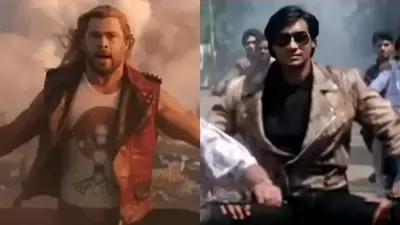 A meme of Chris Hemsworth doing similar action sequence as Ajay Devgn did in Phool Aur Kaante. A meme of Chris Hemsworth doing similar action sequence as Ajay Devgn did in Phool Aur Kaante.