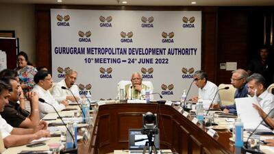 Gurugram, India-June 24: Chief Minister of Haryana Manohar Lal Khattar chairs the 10th meeting of Gurugram Metropolitan Development Authority at PWO rest house, in Gurugram, India, on Friday, June 24, 2022. (Photo by Parveen Kumar/Hindustan Times) Gurugram, India-June 24: Chief Minister of Haryana Manohar Lal Khattar chairs the 10th meeting of Gurugram Metropolitan Development Authority at PWO rest house, in Gurugram, India, on Friday, June 24, 2022. (Photo by Parveen Kumar/Hindustan Times)