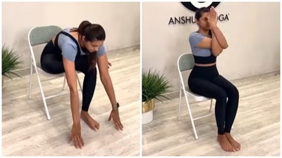 Working on a desk or laptop all day? Alia Bhatt's yoga trainer shares 4 easy chair asanas that anyone can do at home (Instagram) Working on a desk or laptop all day? Alia Bhatt's yoga trainer shares 4 easy chair asanas that anyone can do at home (Instagram)