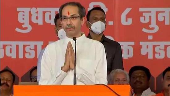 Maharashtra CM Uddhav Thackeray addressing a gathering in this file image. (HT file picture)