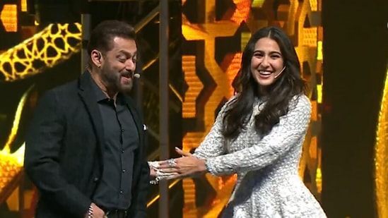 Salman Khan and Sara Ali Khan during IIFA 2022.