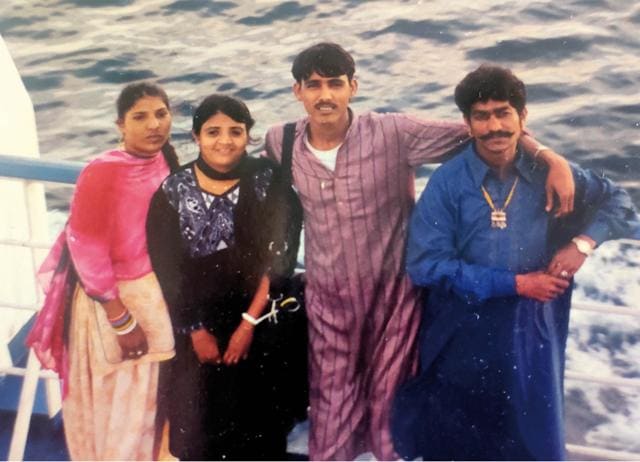 Mame Khan (center) taking a ferry from France to England Mame Khan (center) taking a ferry from France to England