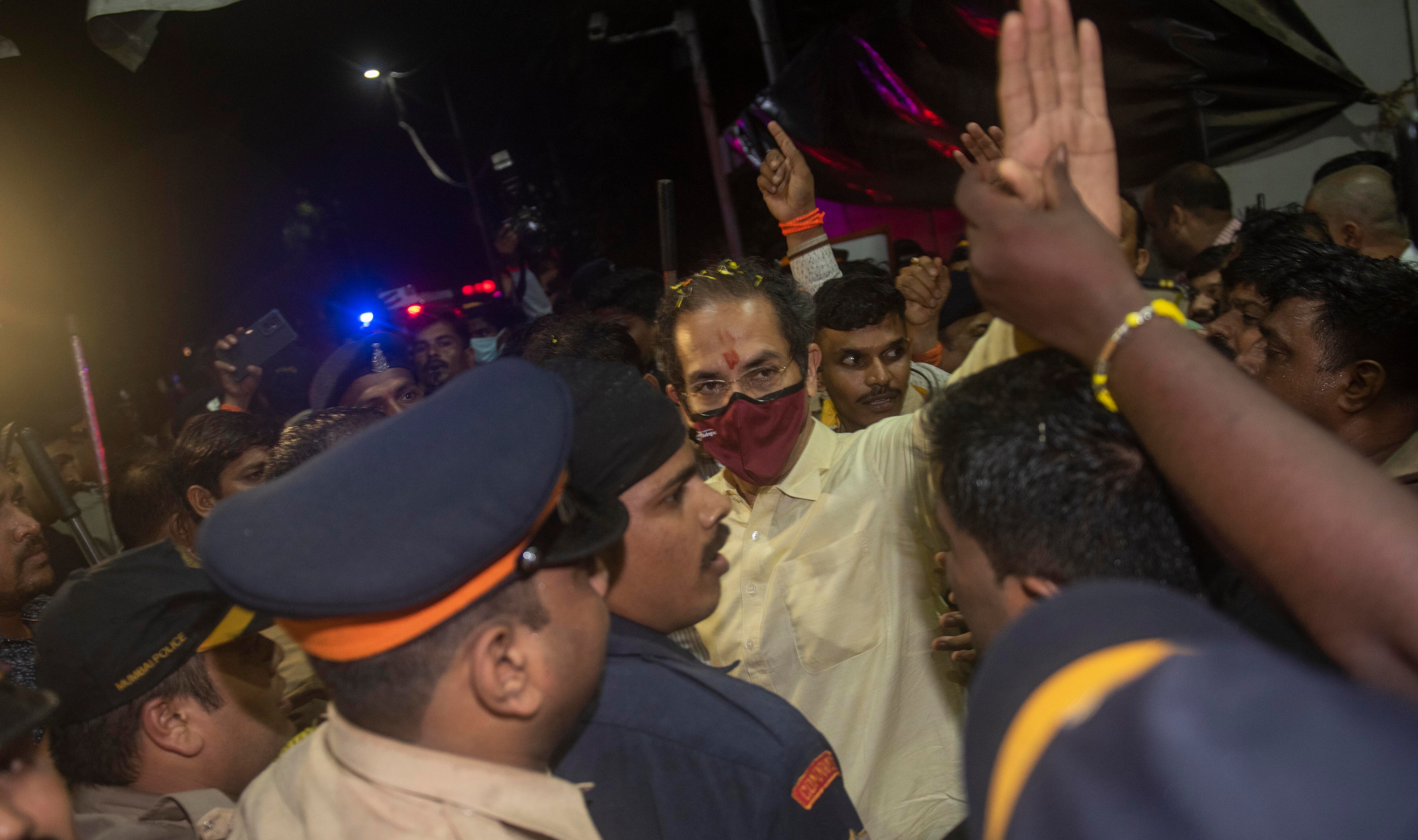 Maharashtra CM Uddhav Thackeray outside Matoshree, his personal residence in Bandra after leaving from Varsha, the chief minister's official residence, in Mumbai, India, on Wednesday, June 22, 2022. (Photo by Bhushan Koyande/HT Photo)