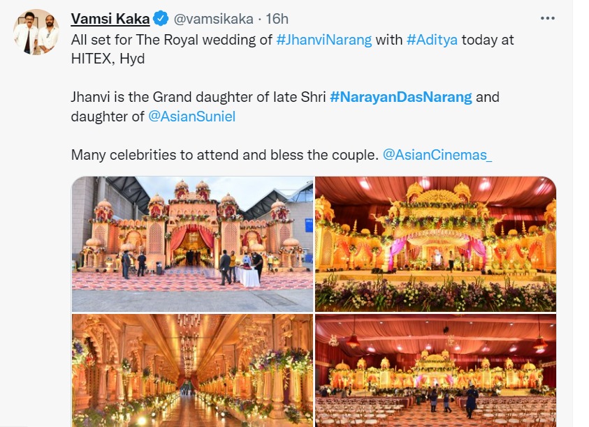 Many celebs attended Narayan Das Narang granddaughter's wedding in Hyderabad.