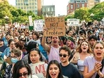 People in the US gather to protest the Supreme Court’s decision to overturn Roe v Wade. (AFP) People in the US gather to protest the Supreme Court’s decision to overturn Roe v Wade. (AFP)